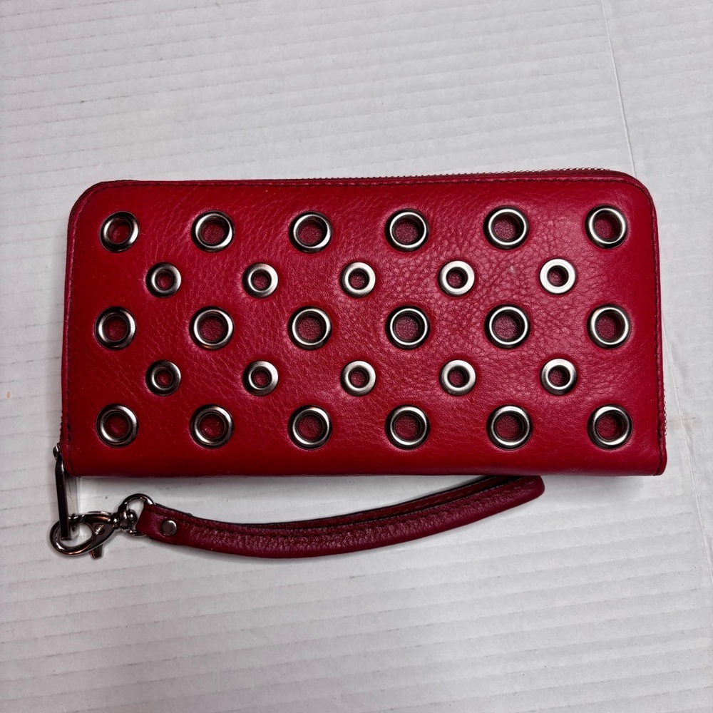 New FOSSIL Scarlet Red Sydney Zip Around Wallet